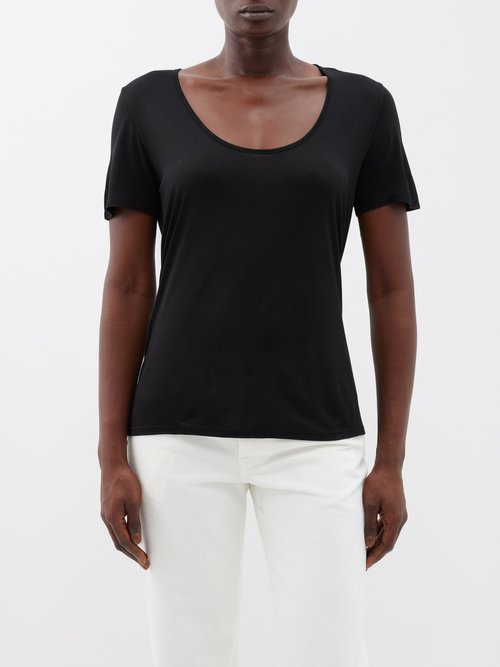 The Row - Stilton Scoop-neck Jersey T-shirt - Womens - Black