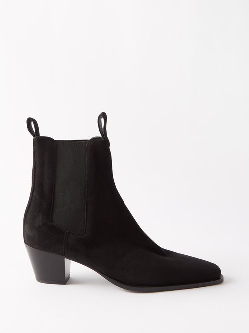 Toteme - Block-heel Suede Boots - Womens - Black