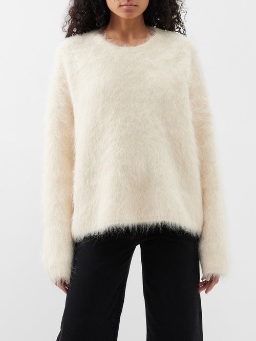 Toteme - Boxy Alpaca-blend Sweater - Womens - Light Beige