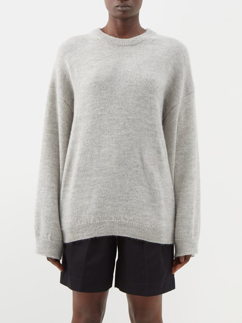 Toteme - Dropped-shoulder Alpaca-blend Sweater - Womens - Grey