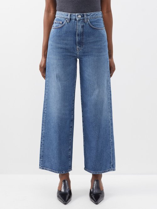 Toteme - High-rise Cropped Jeans - Womens - Mid Denim