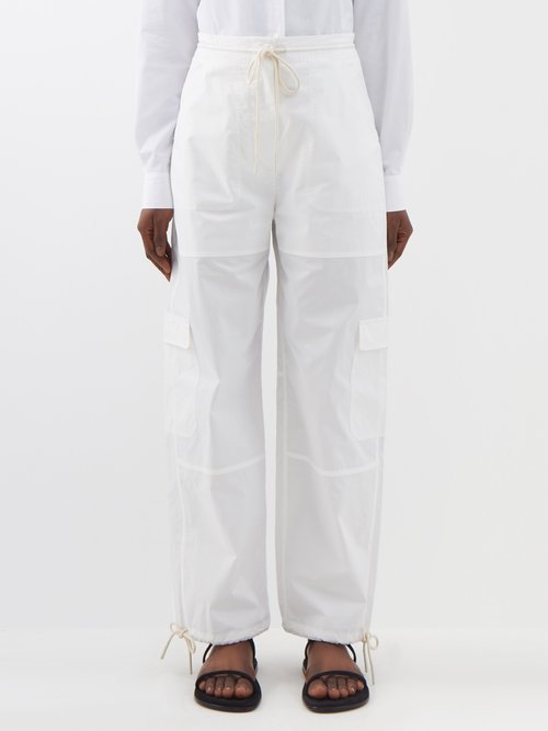 Toteme - Organic Cotton-poplin Cargo Trousers - Womens - White
