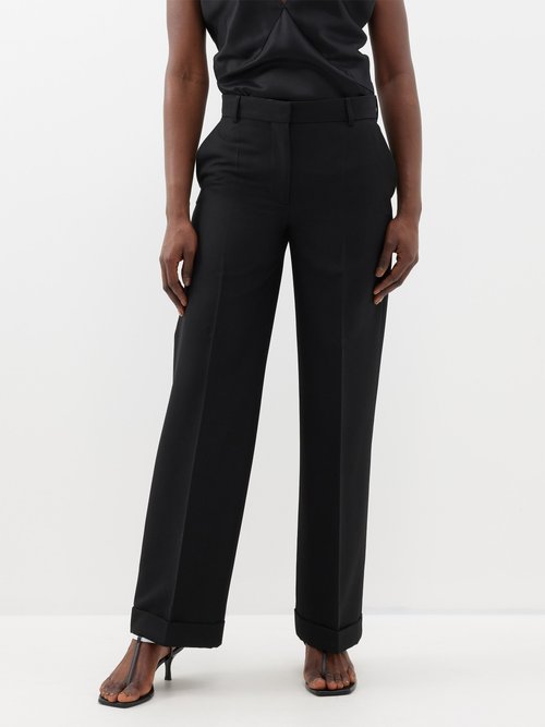 Toteme - Pressed-front Twill Straight-leg Suit Trousers - Womens - Black