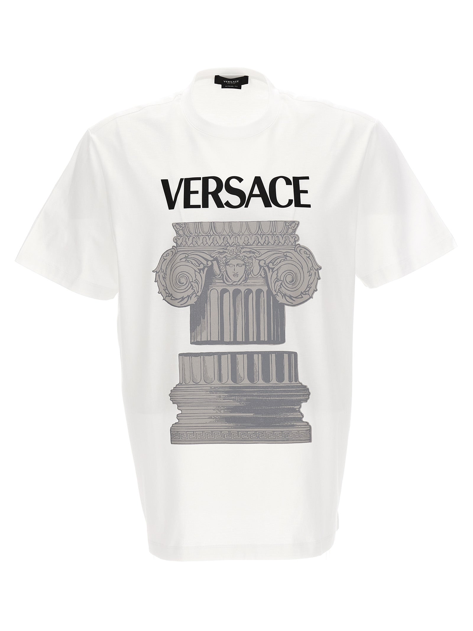 Versace-Logo Print T Shirt Bianco-Uomo