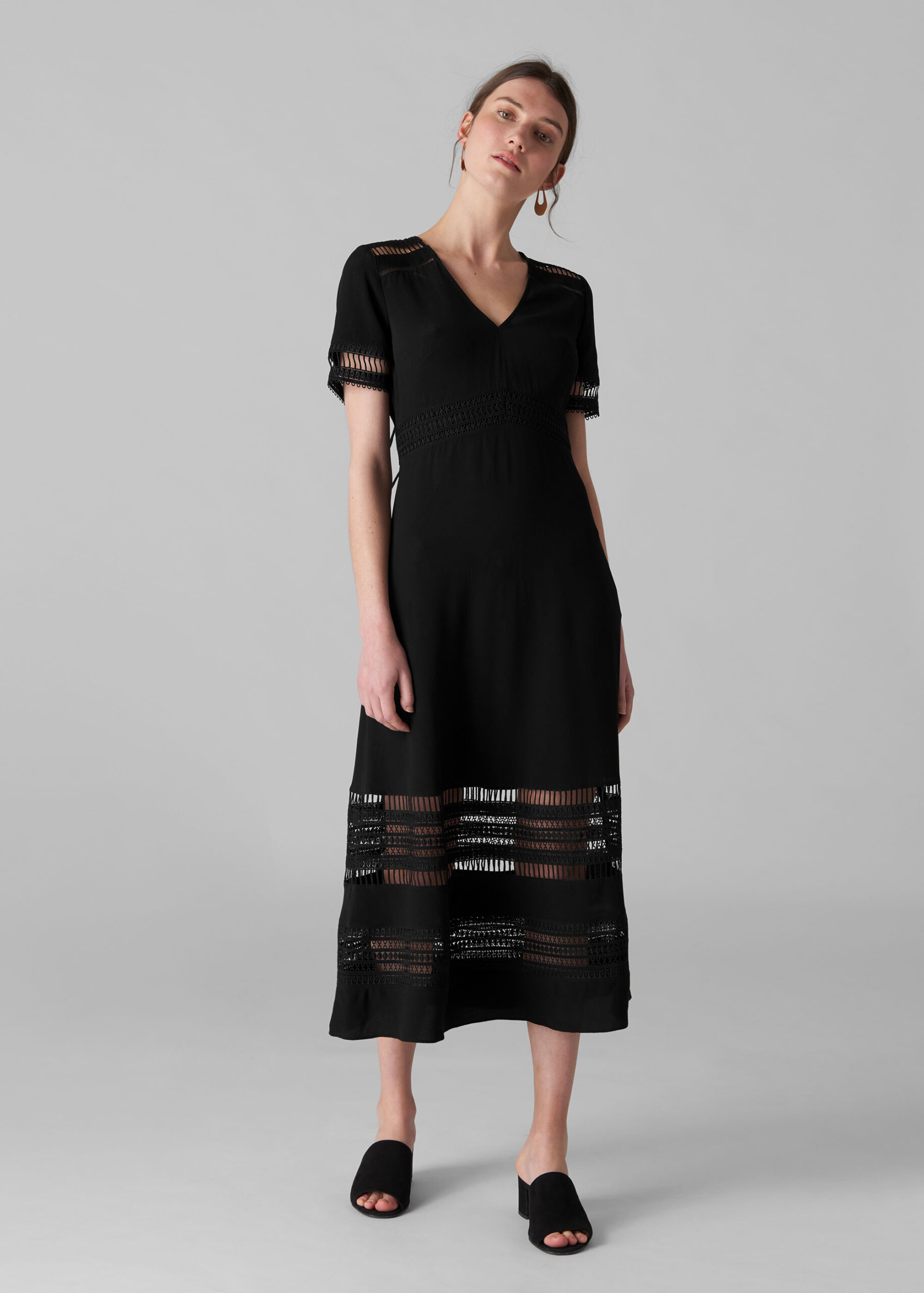Whistles Women's Elisa Lace Detail Midi Dress