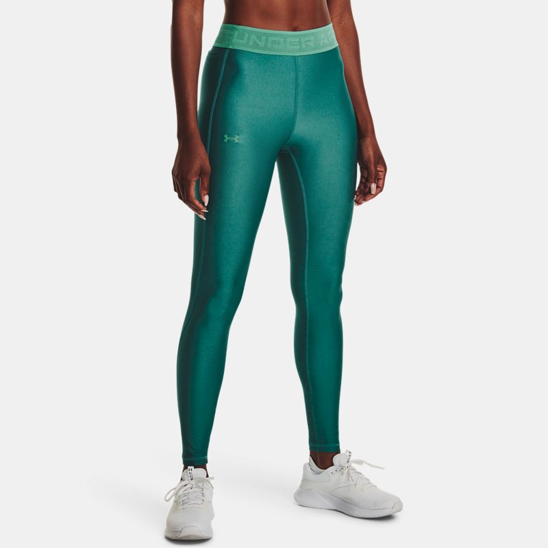 Women's HeatGear® Branded Waistband Leggings Coastal Teal / Birdie Green S