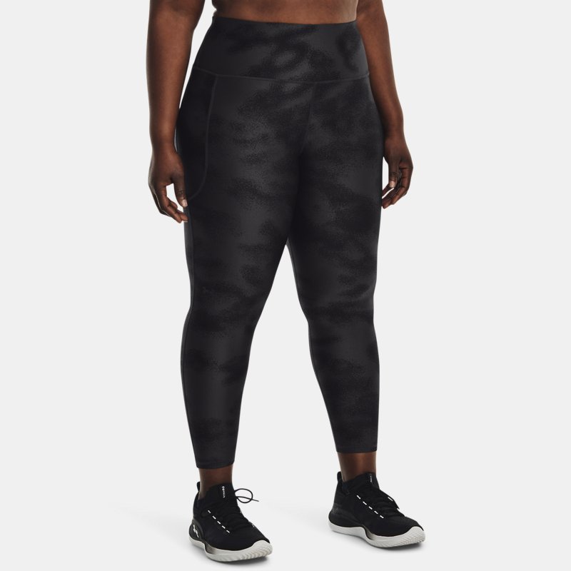 Women's HeatGear® No-Slip Waistband Ankle Leggings Black / Jet Gray / Black 2X