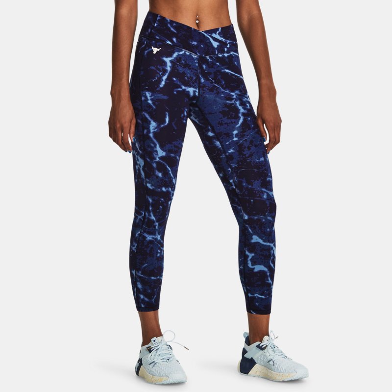Women's Project Rock Crossover Lets Go Printed Ankle Leggings Midnight Navy / White Clay L