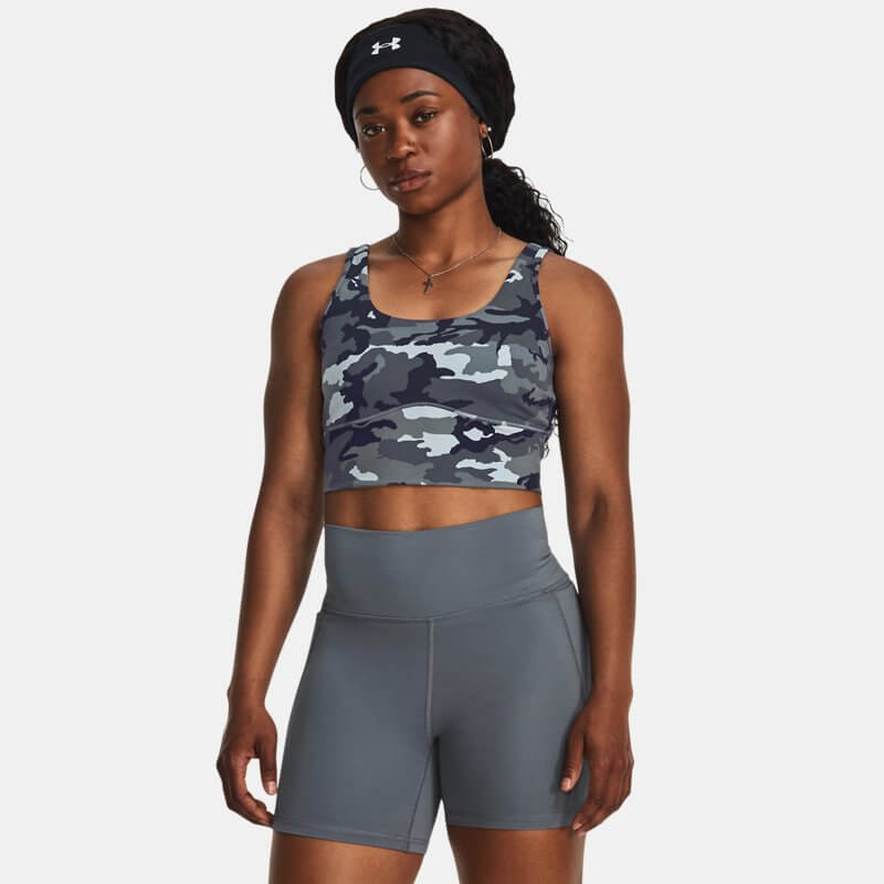 Women's Under Armour Meridian Fitted Printed Crop Tank Harbor Blue / Gravel / Midnight Navy M