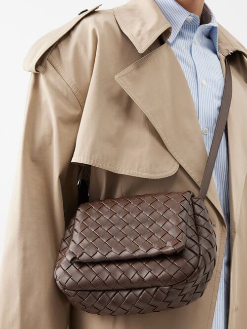 Bottega Veneta - Cobble Intrecciato-leather Cross-body Bag - Mens - Dark Brown