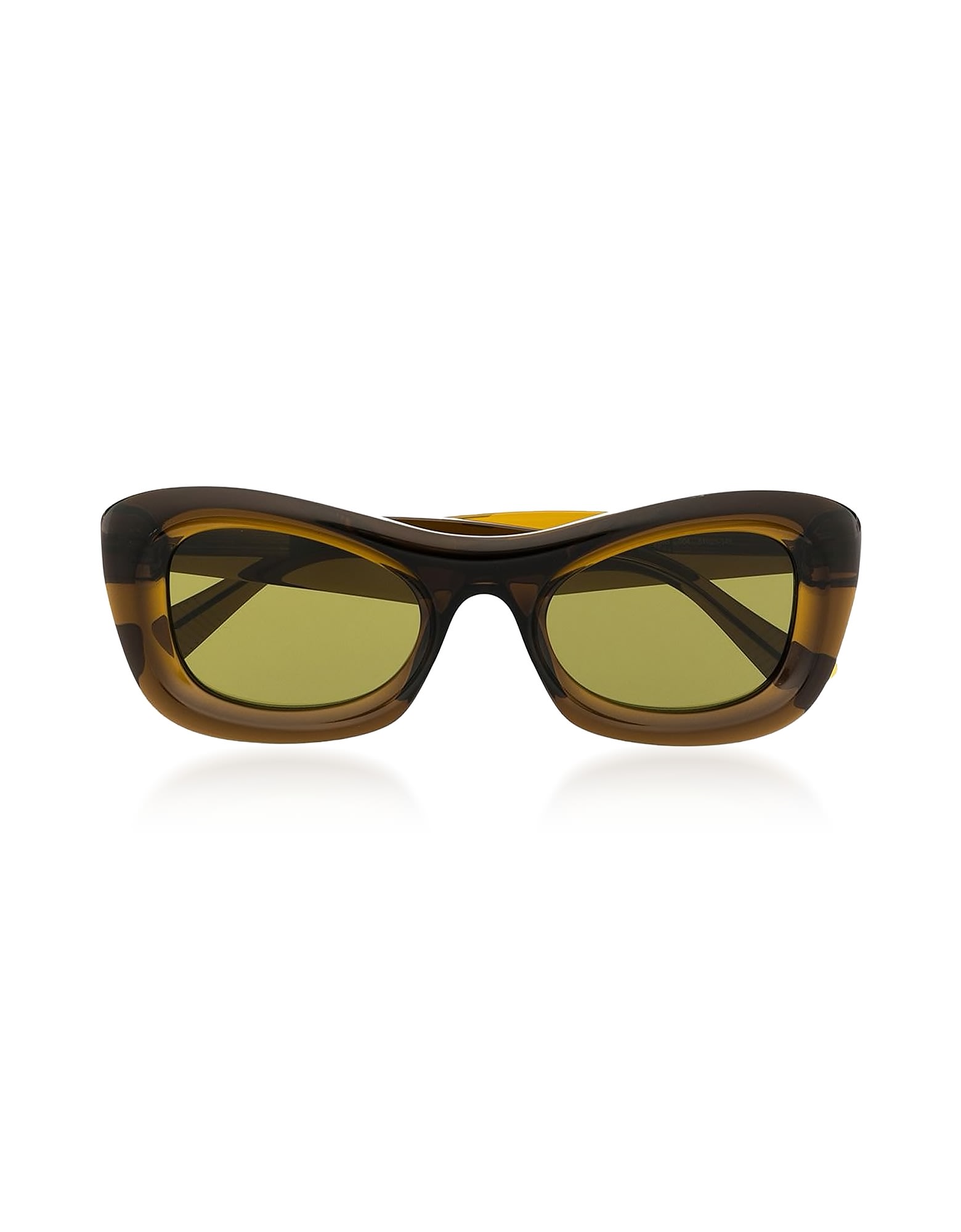 Bottega Veneta Eyewear Green Rectangle Transparent Acetate Frame Womens Sunglasses