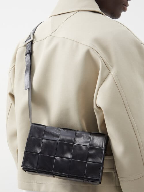 Bottega Veneta - Intrecciato Paper-leather Cross-body Bag - Mens - Black