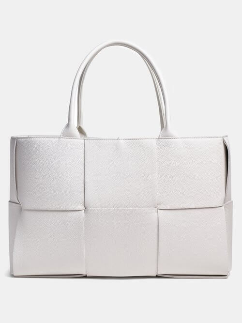 Bottega Veneta - The Arco Medium Intrecciato-leather Tote Bag - Womens - White