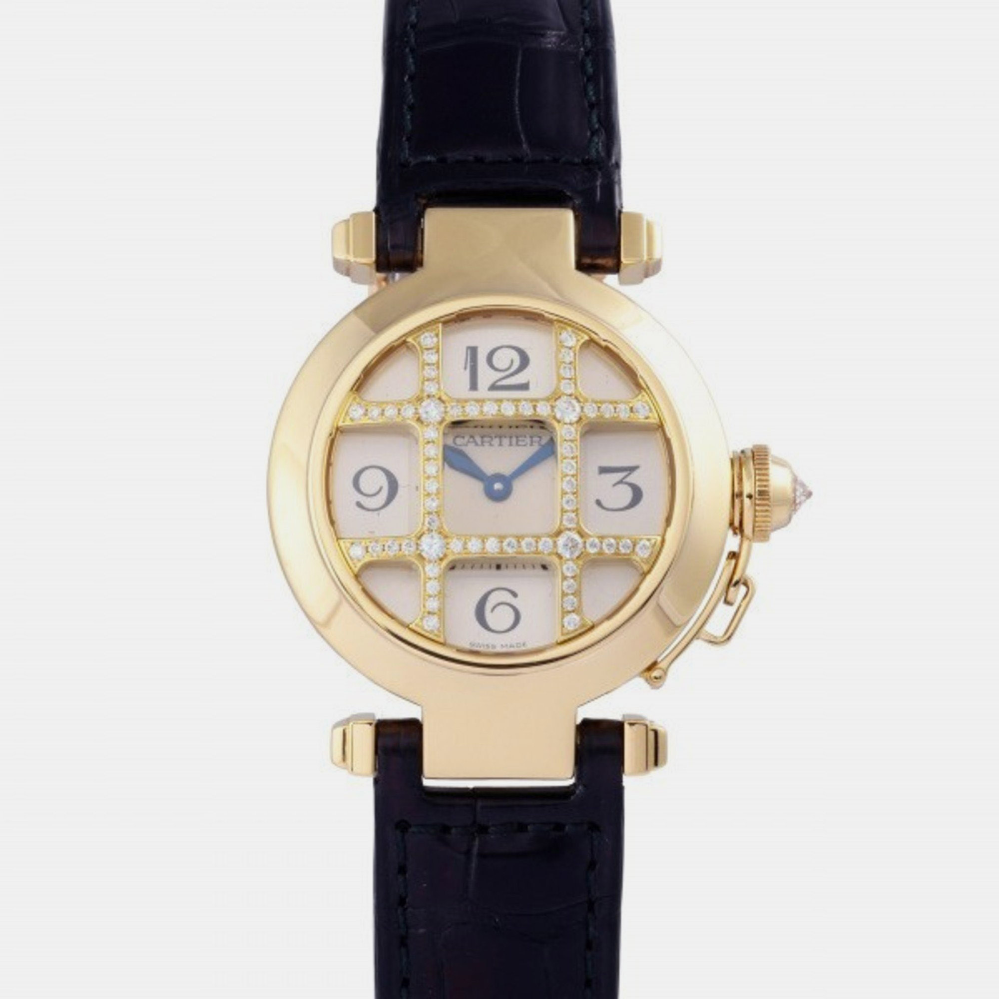 Cartier Gold 18k Yellow Gold Pasha C de Cartier WJ11951G Quartz Women's Wristwatch 32 mm