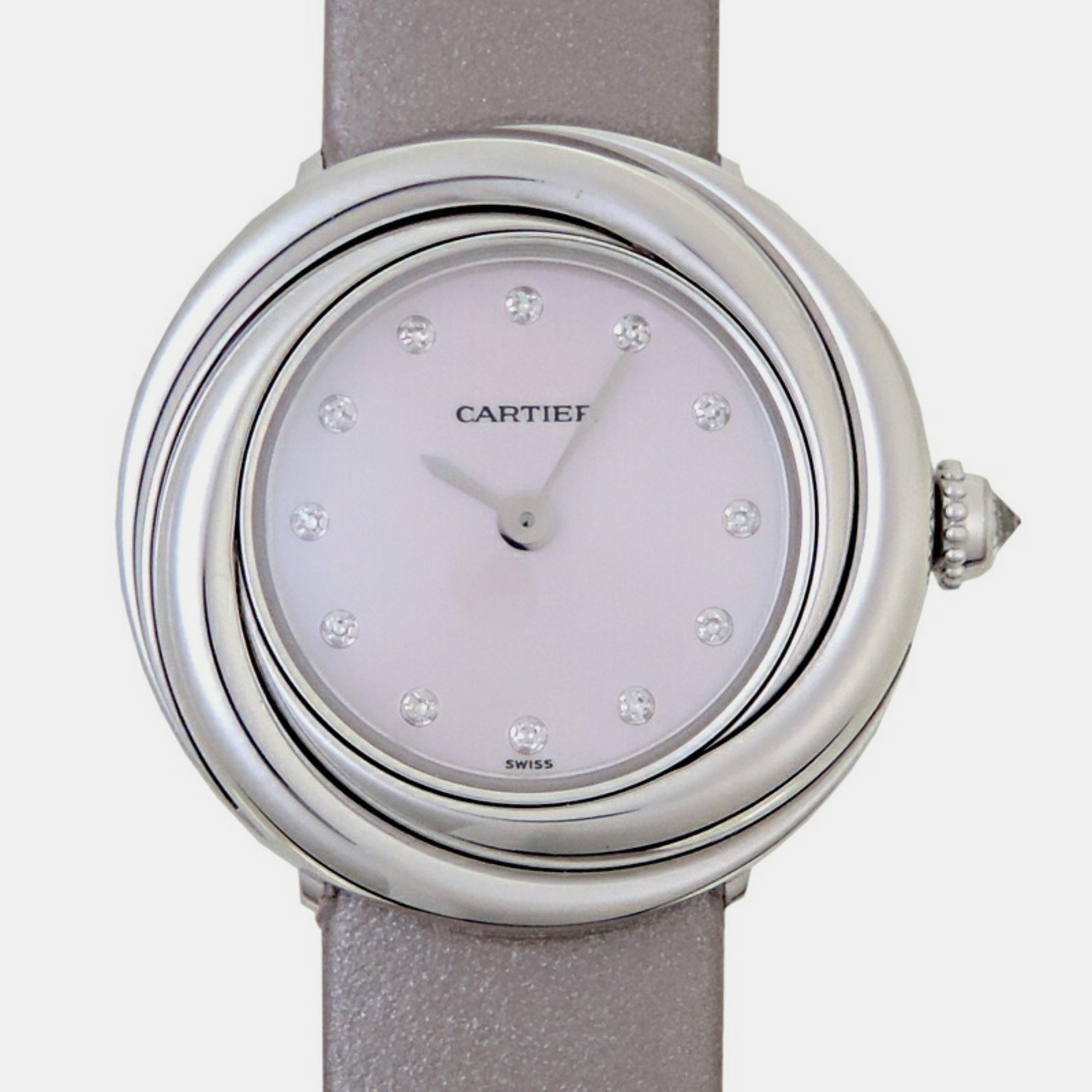 Cartier Mother Of Pearl 18k White Gold Trinity WG200846 Quartz Women's Wristwatch 27 mm