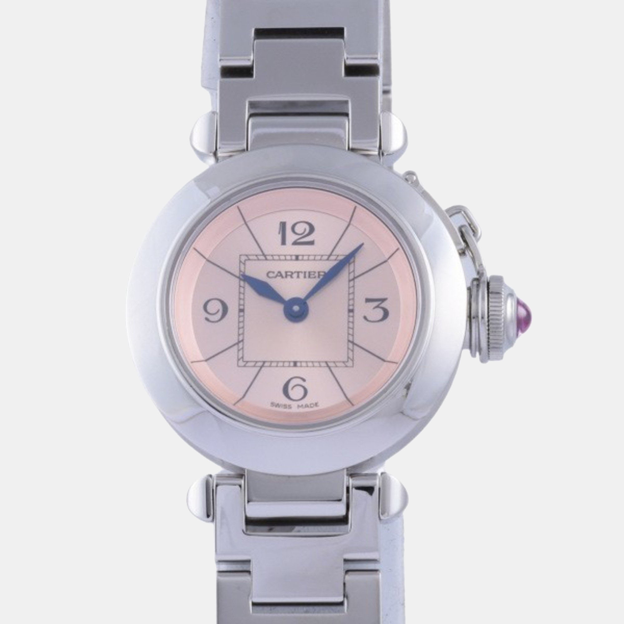 Cartier Pink Stainless Steel Miss Pasha W3140008 Quartz Women's Wristwatch 27 mm