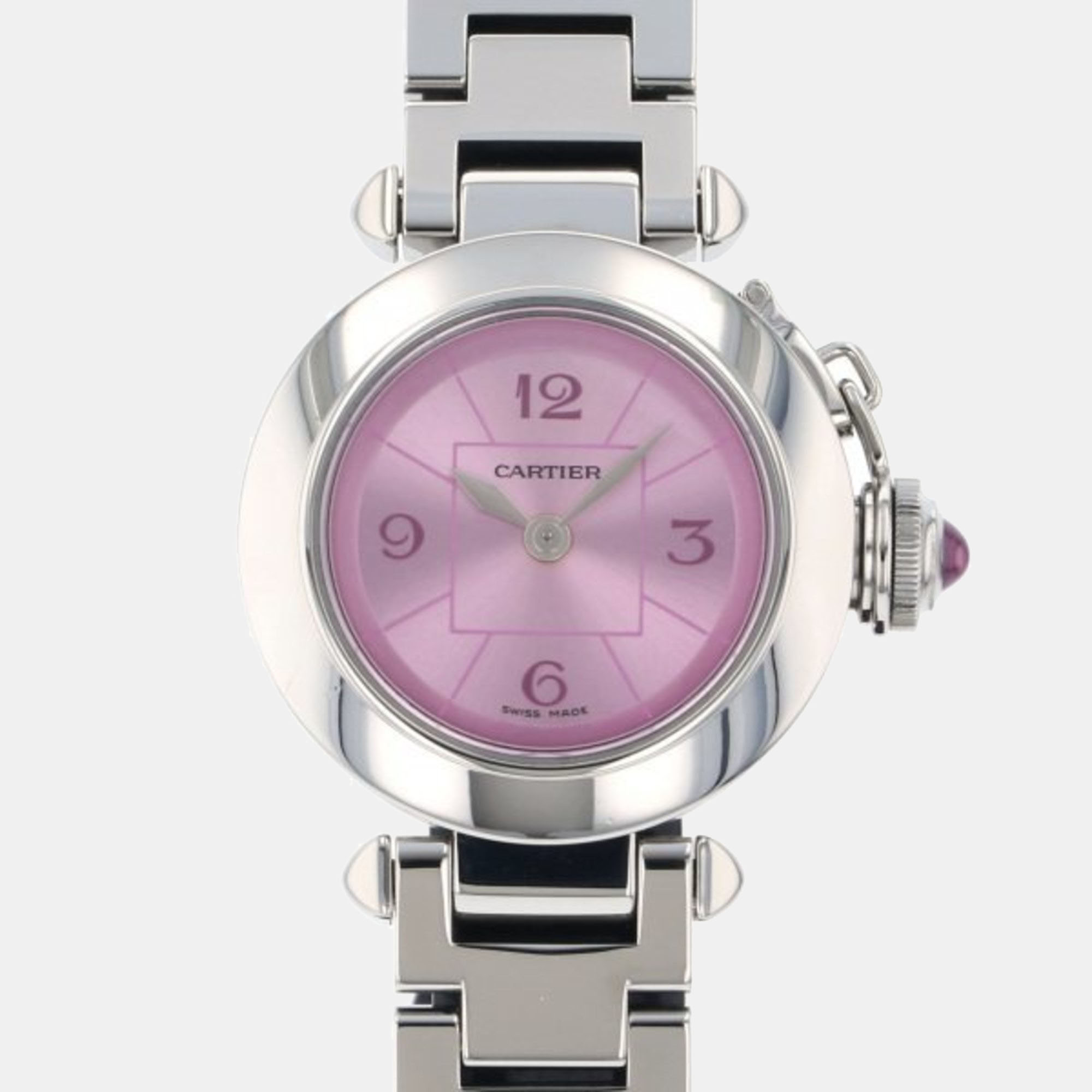 Cartier Pink Stainless Steel Miss Pasha W3140023 Quartz Women's Wristwatch 27 mm