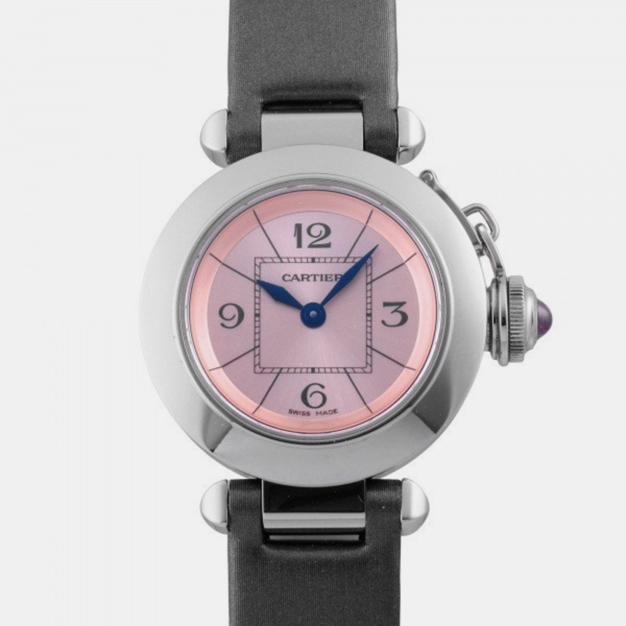 Cartier Pink Stainless Steel Miss Pasha W3140026 Quartz Women's Wristwatch 27 mm