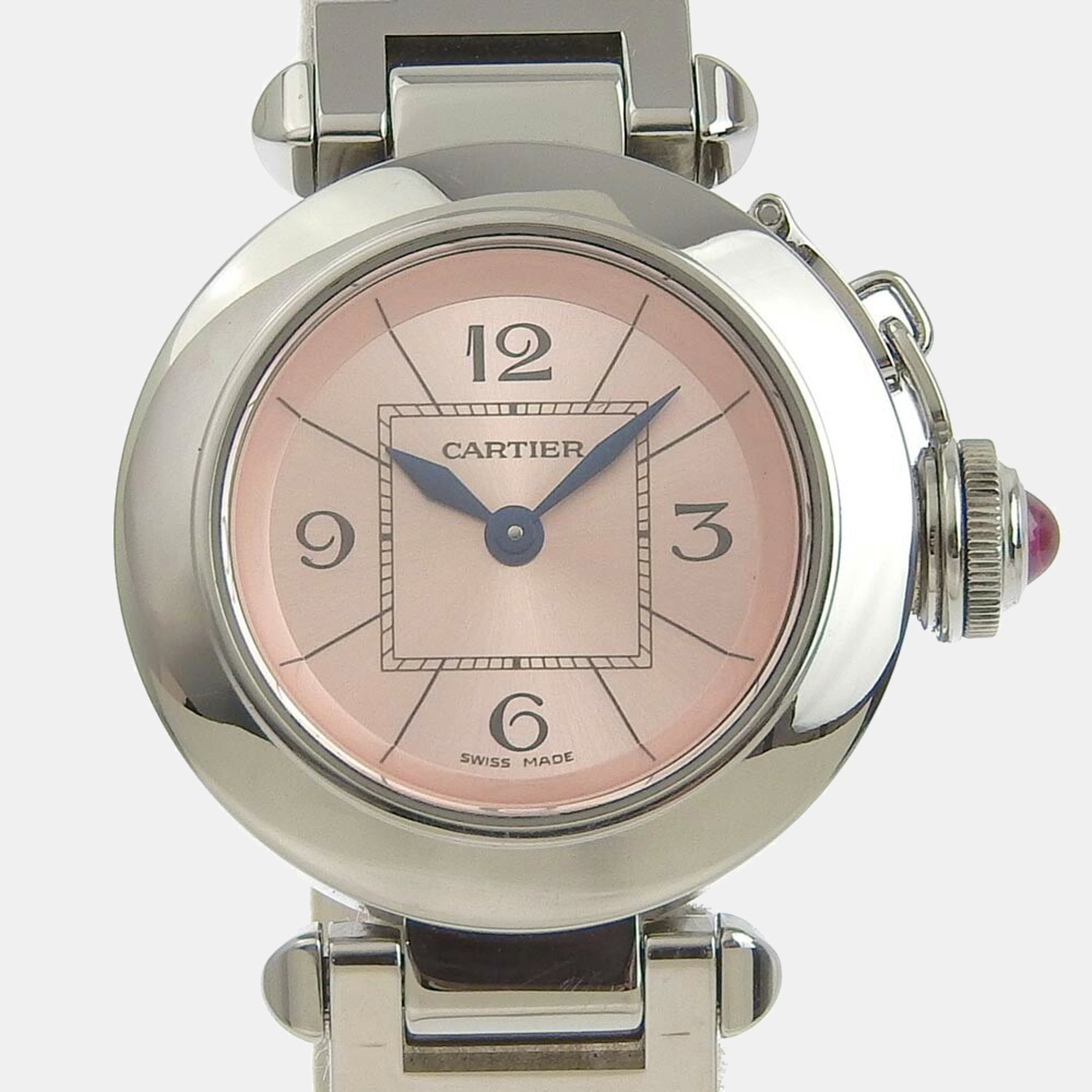 Cartier Pink Stainless Steel Miss Pasha Women's Wristwatch 29 mm