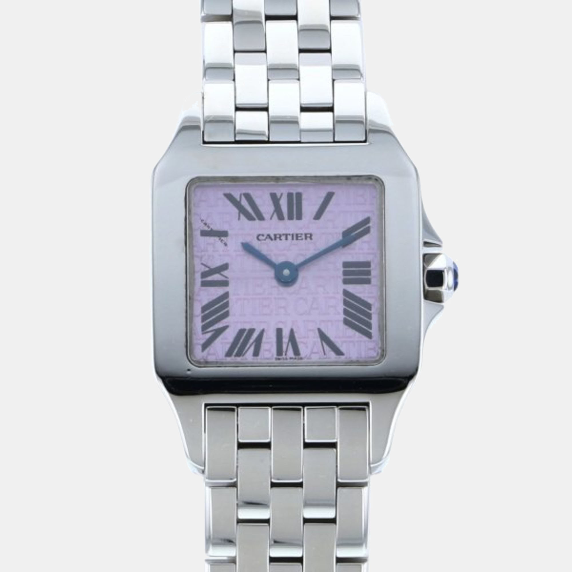 Cartier Purple Stainless Steel Santos Demoiselle W2510002 Quartz Women's Wristwatch 21 mm