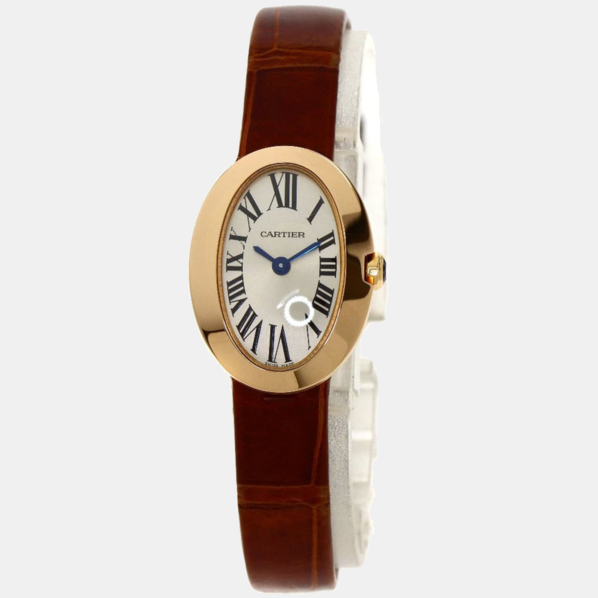 Cartier Silver 18K Rose Gold Baignoire W8000017 Women's Wristwatch 19 mm
