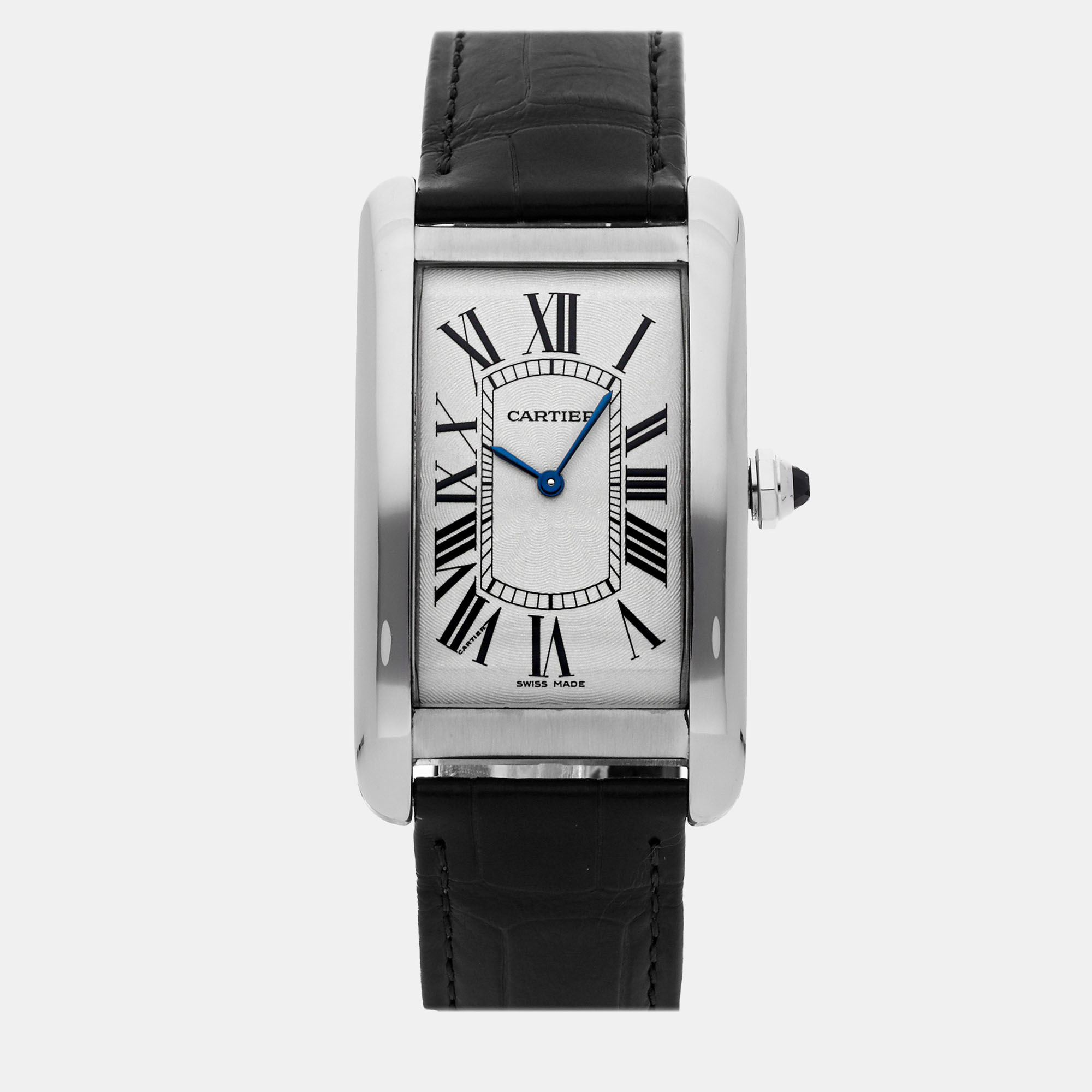 Cartier Silver 18K White Gold Tank Americaine W2601651 Women's Wristwatch 27 x 37 mm