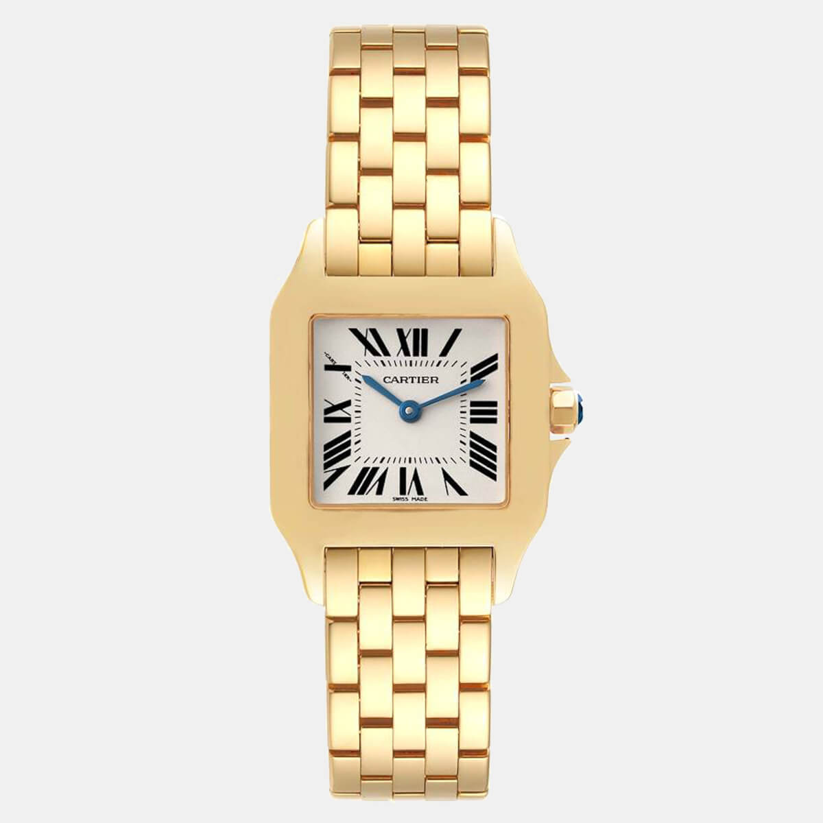 Cartier Silver 18K Yellow Gold Santos Demoiselle W25062X9 Quartz Women's Wristwatch 26 mm