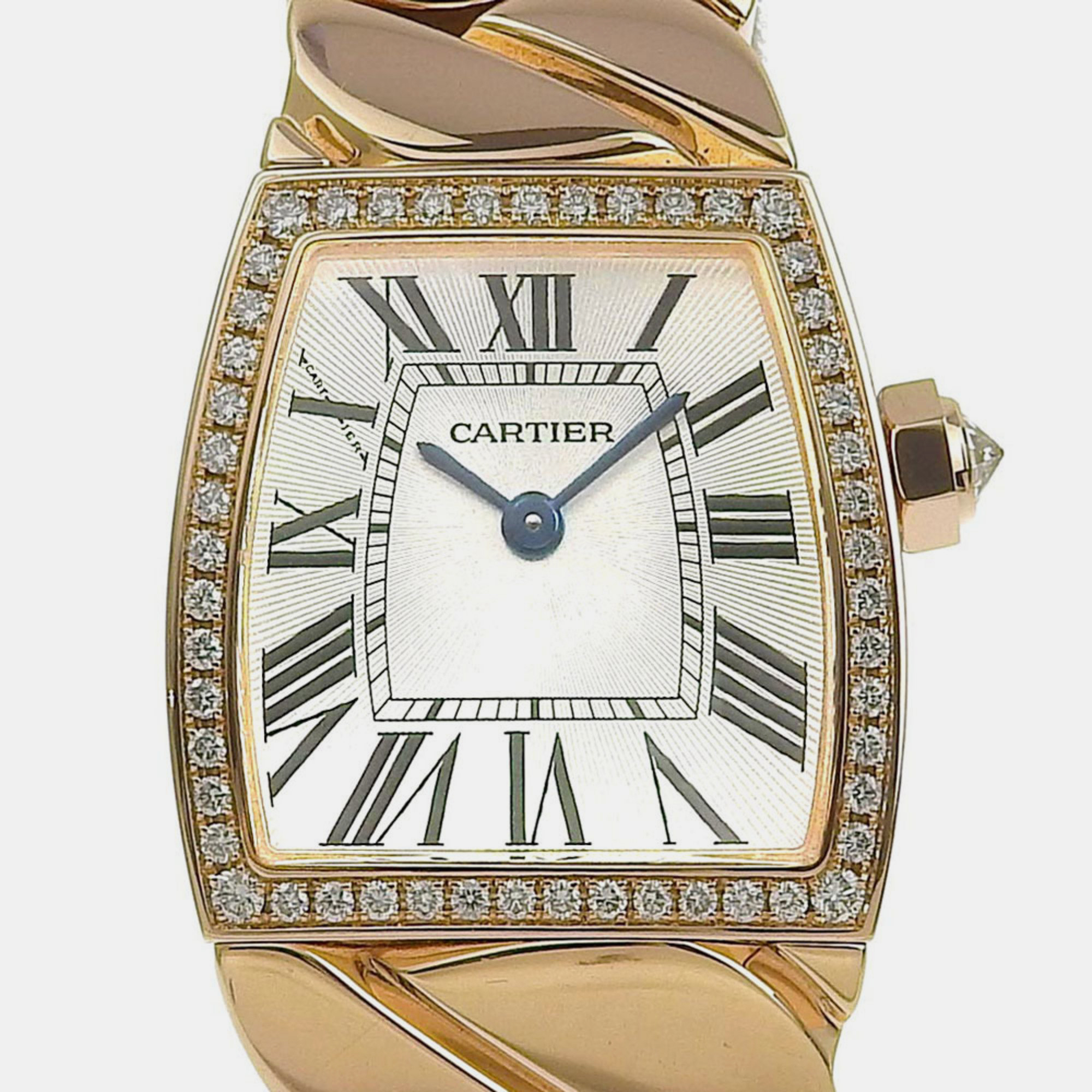 Cartier Silver 18k Rose Gold La Dona WE60060I Quartz Women's Wristwatch 20 mm