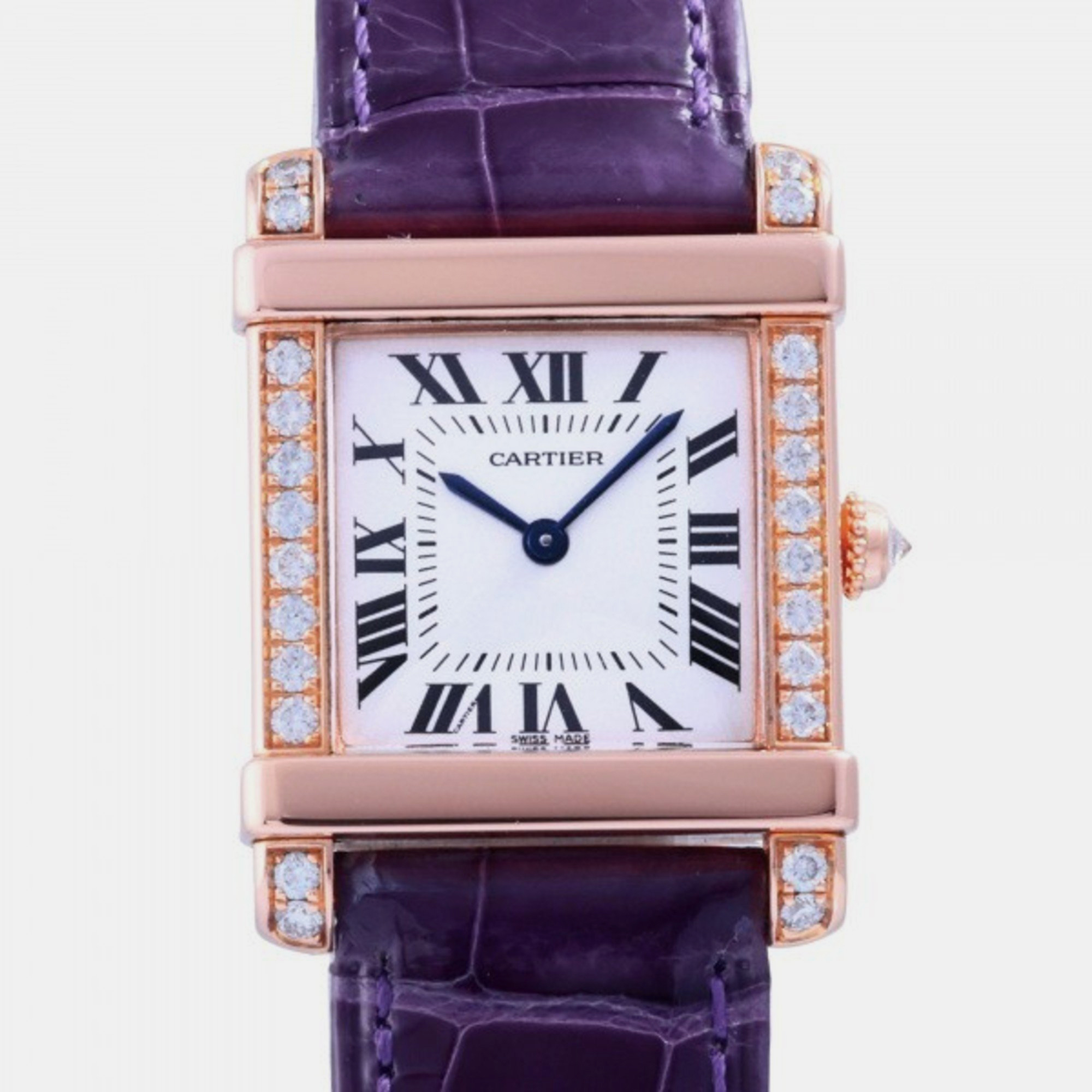 Cartier Silver 18k Rose Gold Tank Chinoise WE300131 Quartz Women's Wristwatch 24.5 mm
