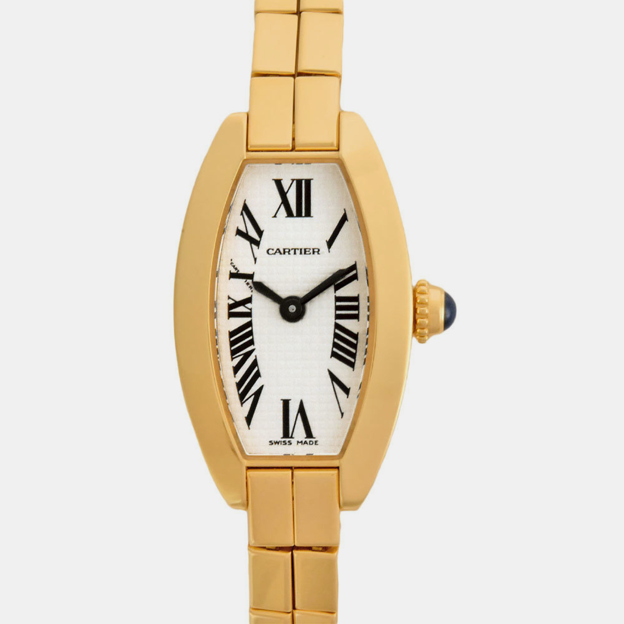 Cartier Silver 18k Yellow Gold Lanieres 2563 Quartz Women's Wristwatch 16 mm