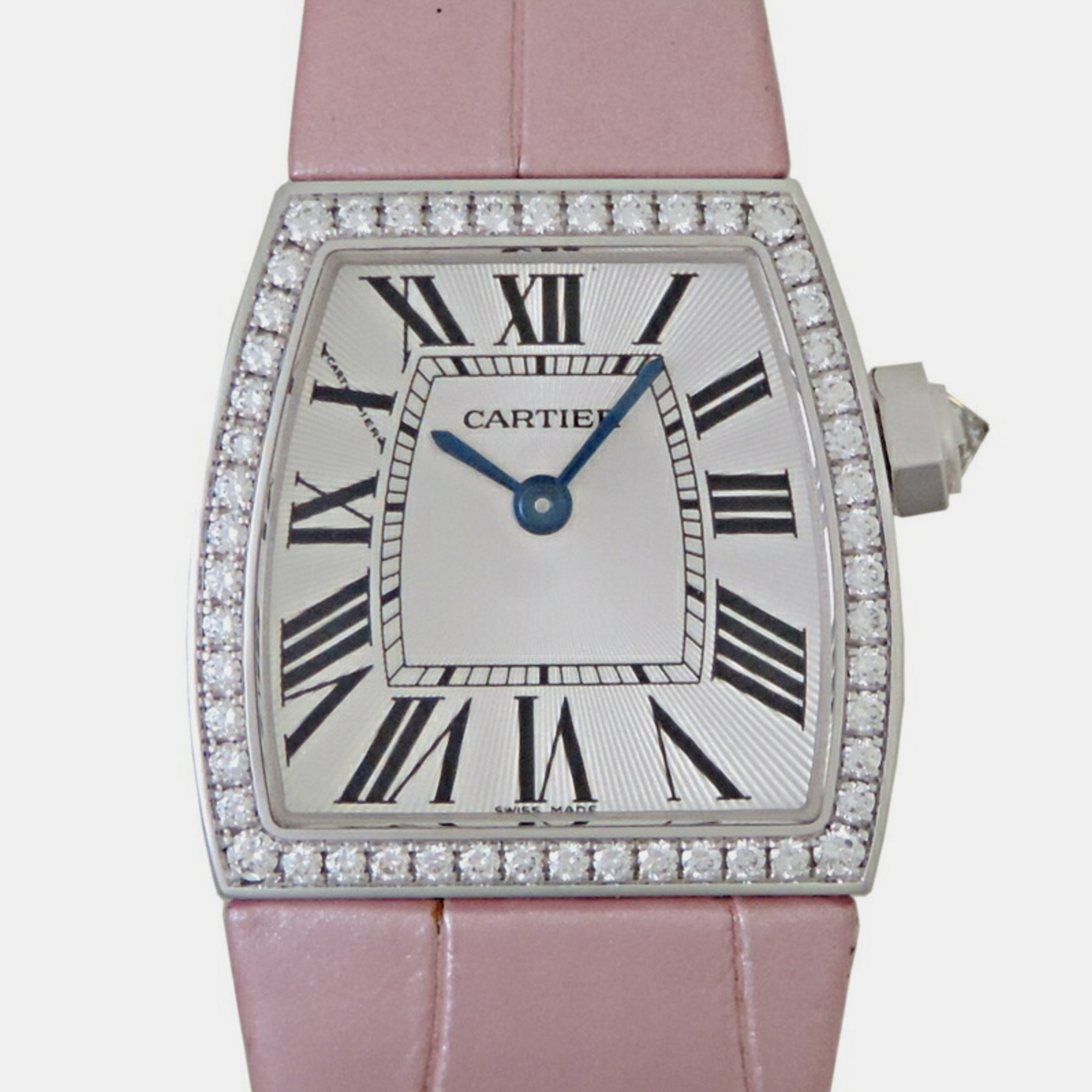 Cartier Silver Diamond 18k White Gold La Dona WE600351 Quartz Women's Wristwatch 20 mm