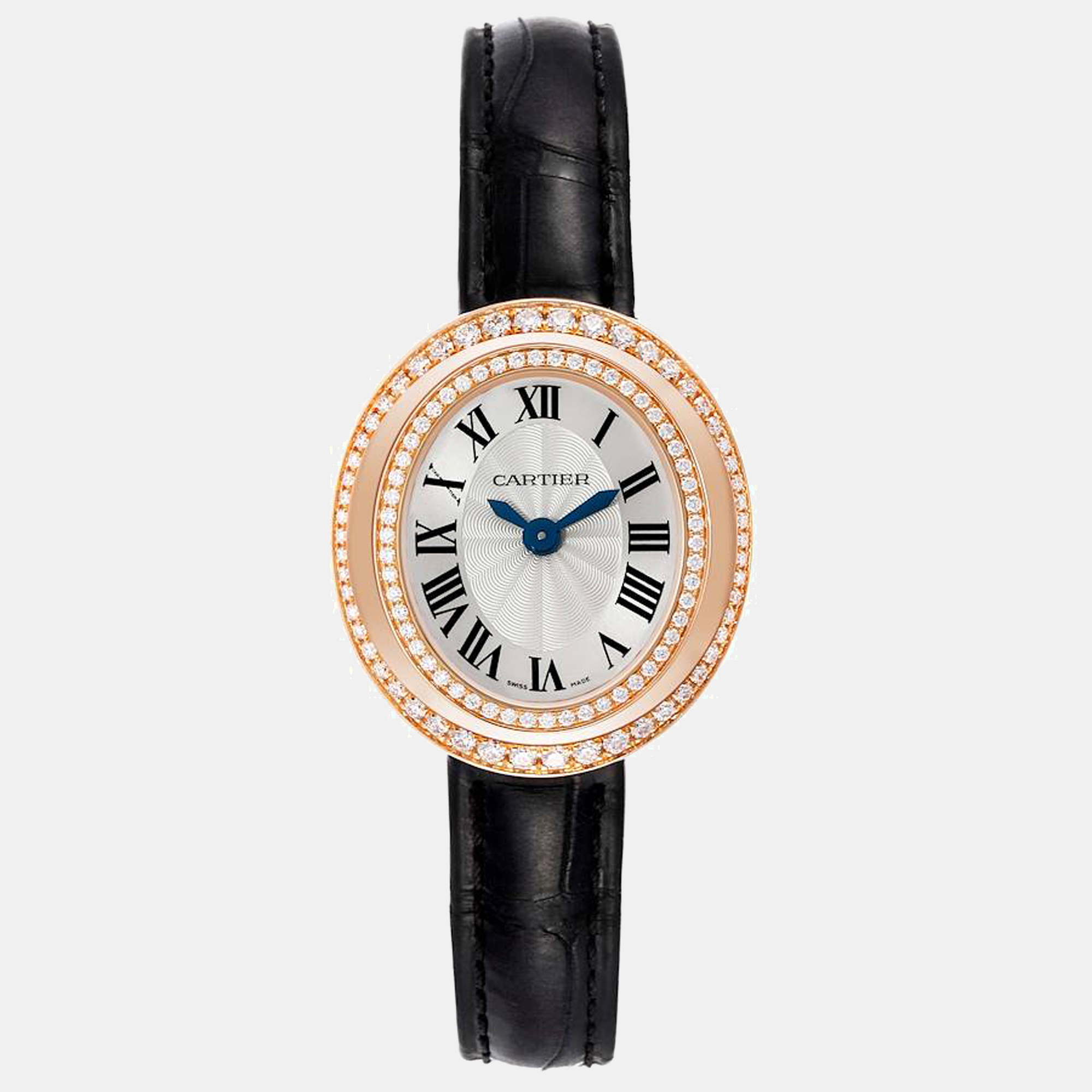 Cartier Silver Diamonds 18K Rose Gold Hypnose WJHY0006 Women's Wristwatch 38 mm
