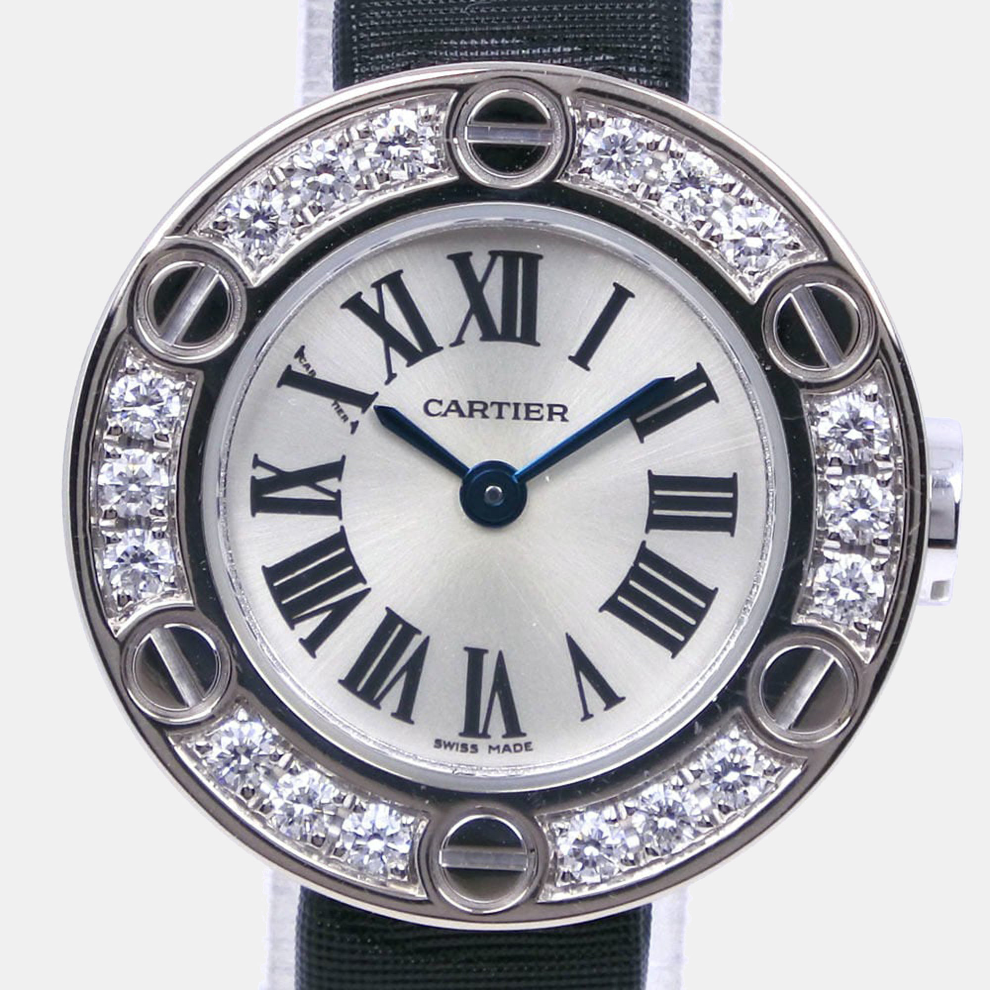 Cartier Silver Diamonds 18K White Gold Love WE800331 Women's Wristwatch 23 mm