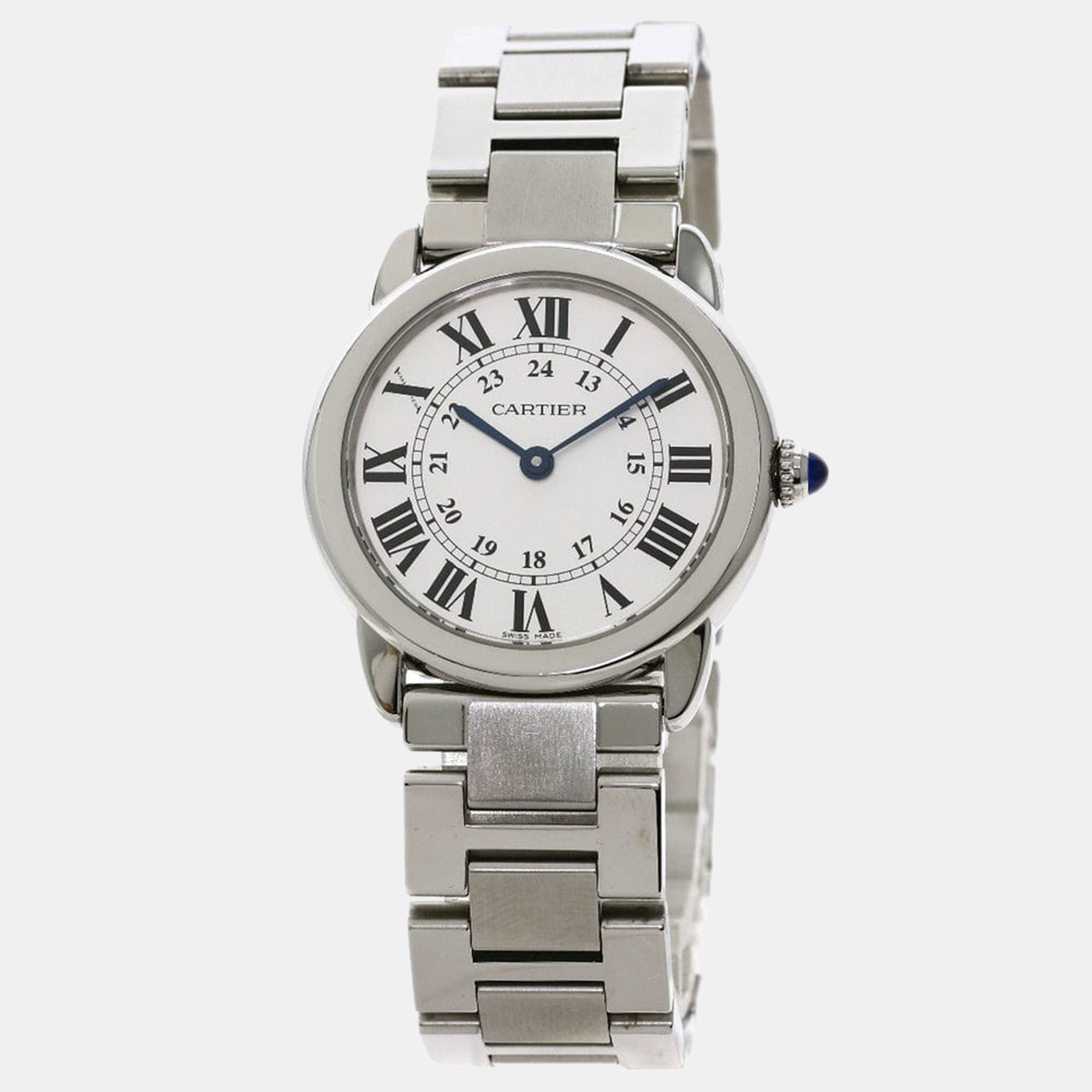 Cartier Silver Stainless Steel Ronde Solo W6701004 Women's Wristwatch 29 mm