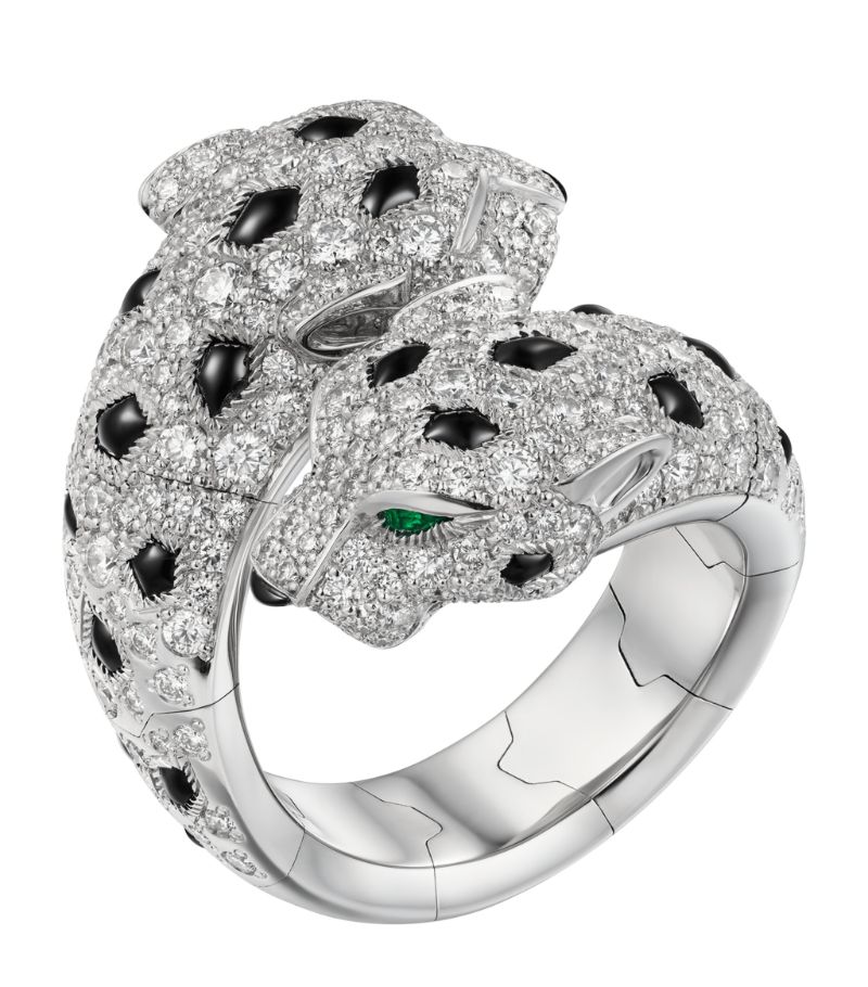 Cartier White Gold, Diamond, Emerald and Onyx Panthère de Cartier Ring