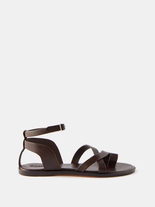 Dragon Diffusion - Maretano Leather Flat Sandals - Womens - Brown