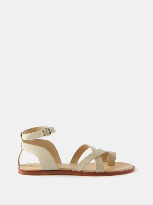 Dragon Diffusion - Maretano Leather Flat Sandals - Womens - Cream