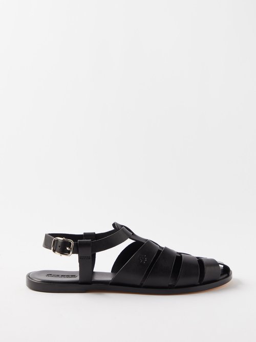 Dragon Diffusion - Pescador Caged Leather Sandals - Womens - Black