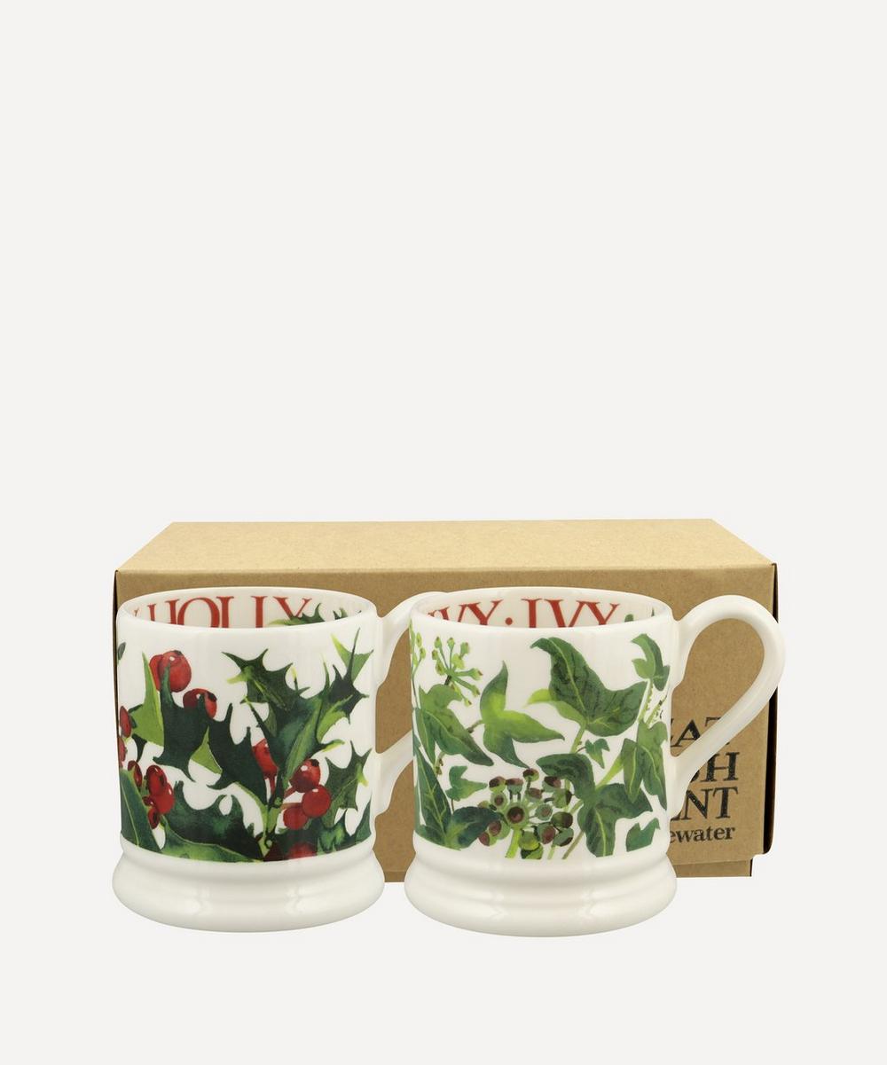 Emma Bridgewater Holly & Ivy Boxed Half-Pint Mugs Set of Two