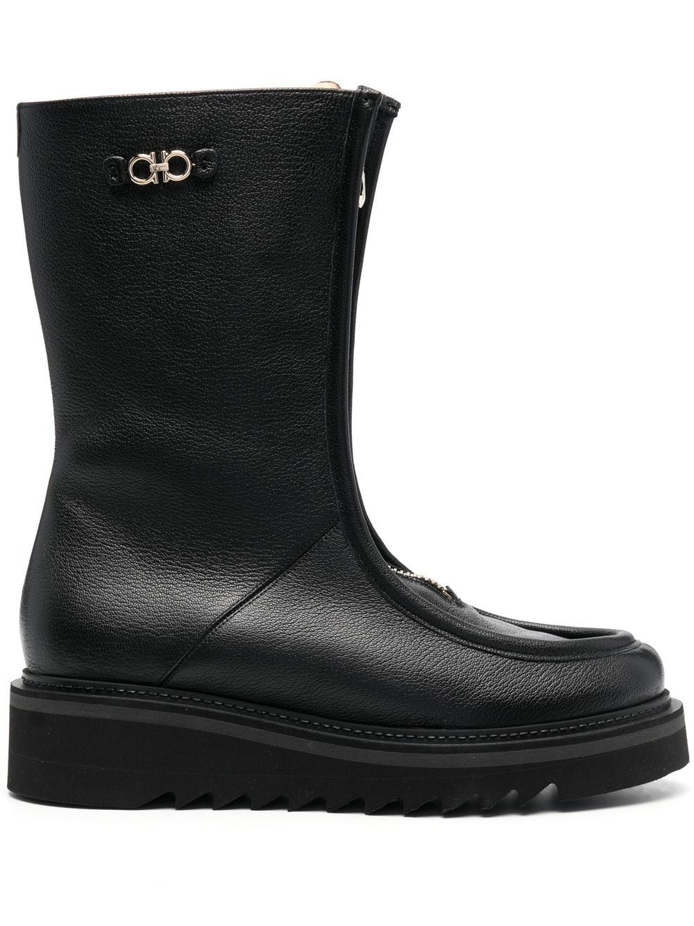 Ferragamo 50mm zip-front leather boots - Black