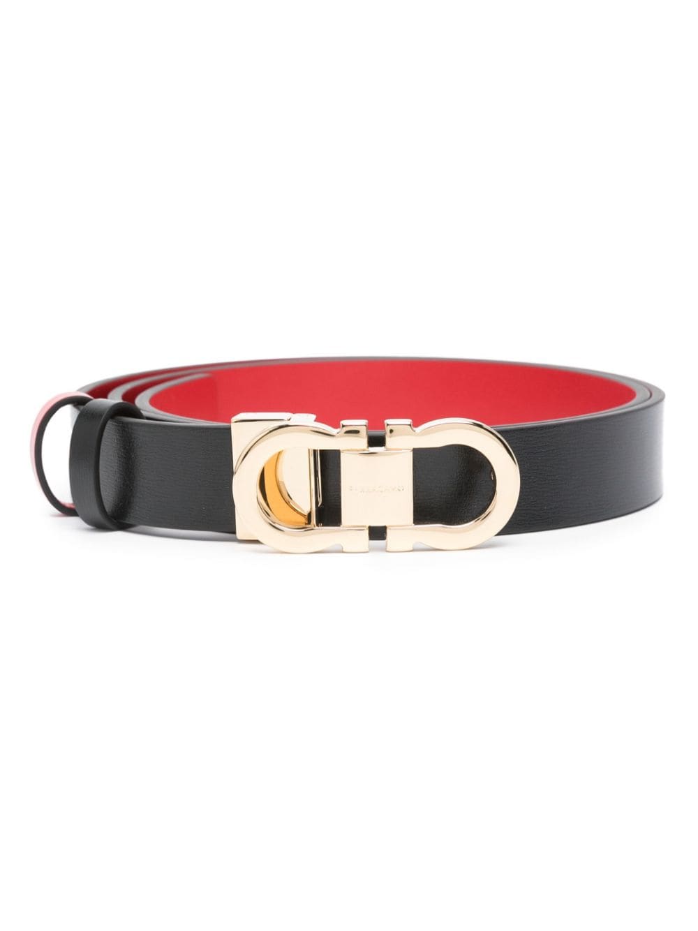 Ferragamo Gancini-buckle leather belt - Black