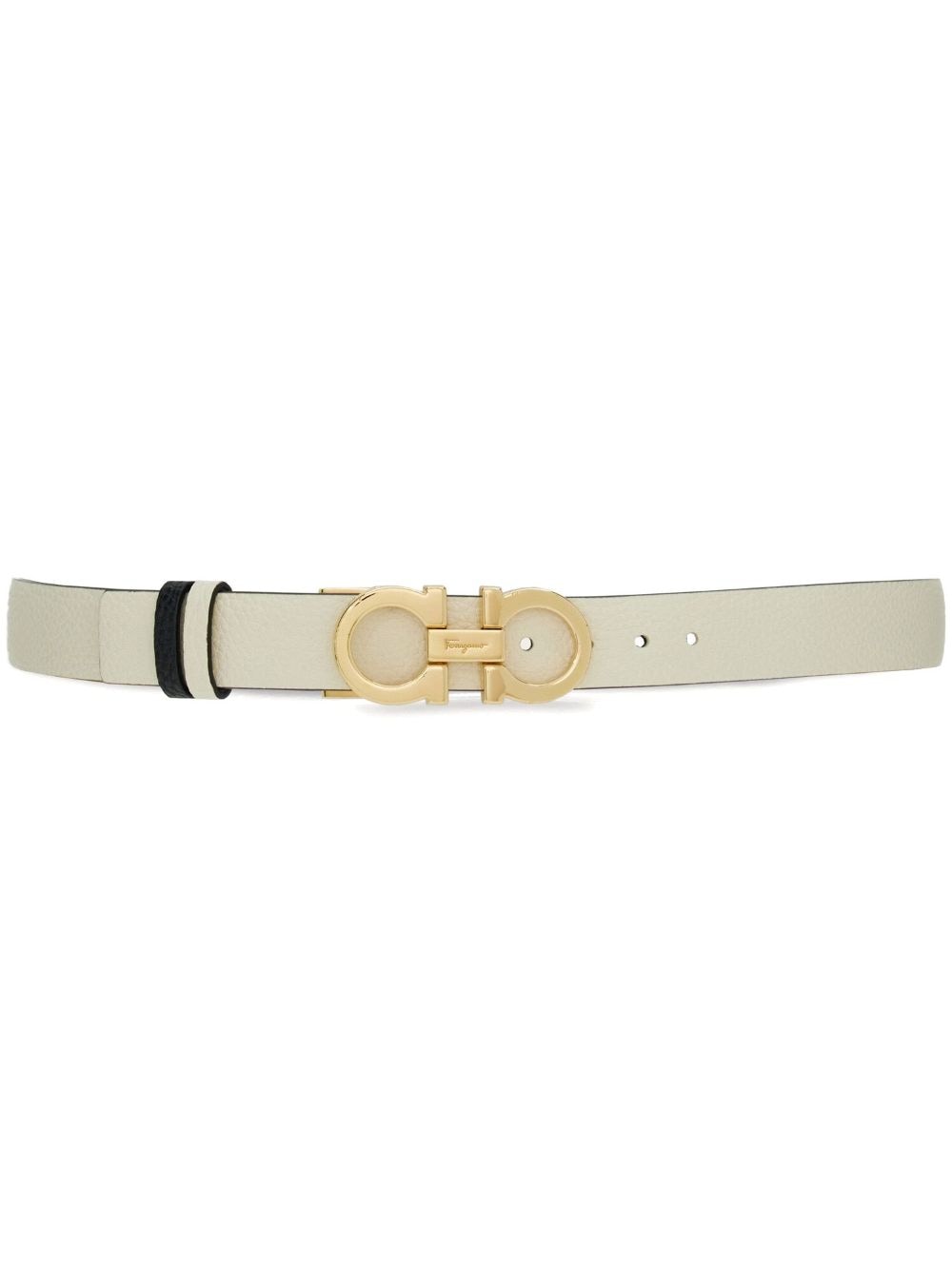 Ferragamo Gancini-buckle reversible leather belt - White