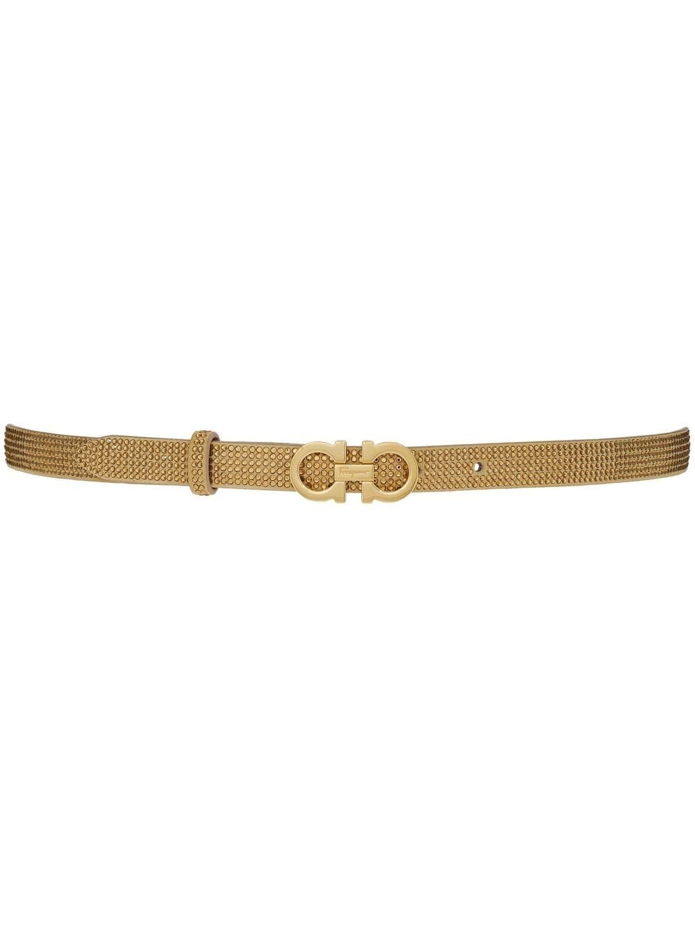 Ferragamo Gancini crystal-embellished adjustable belt - Neutrals