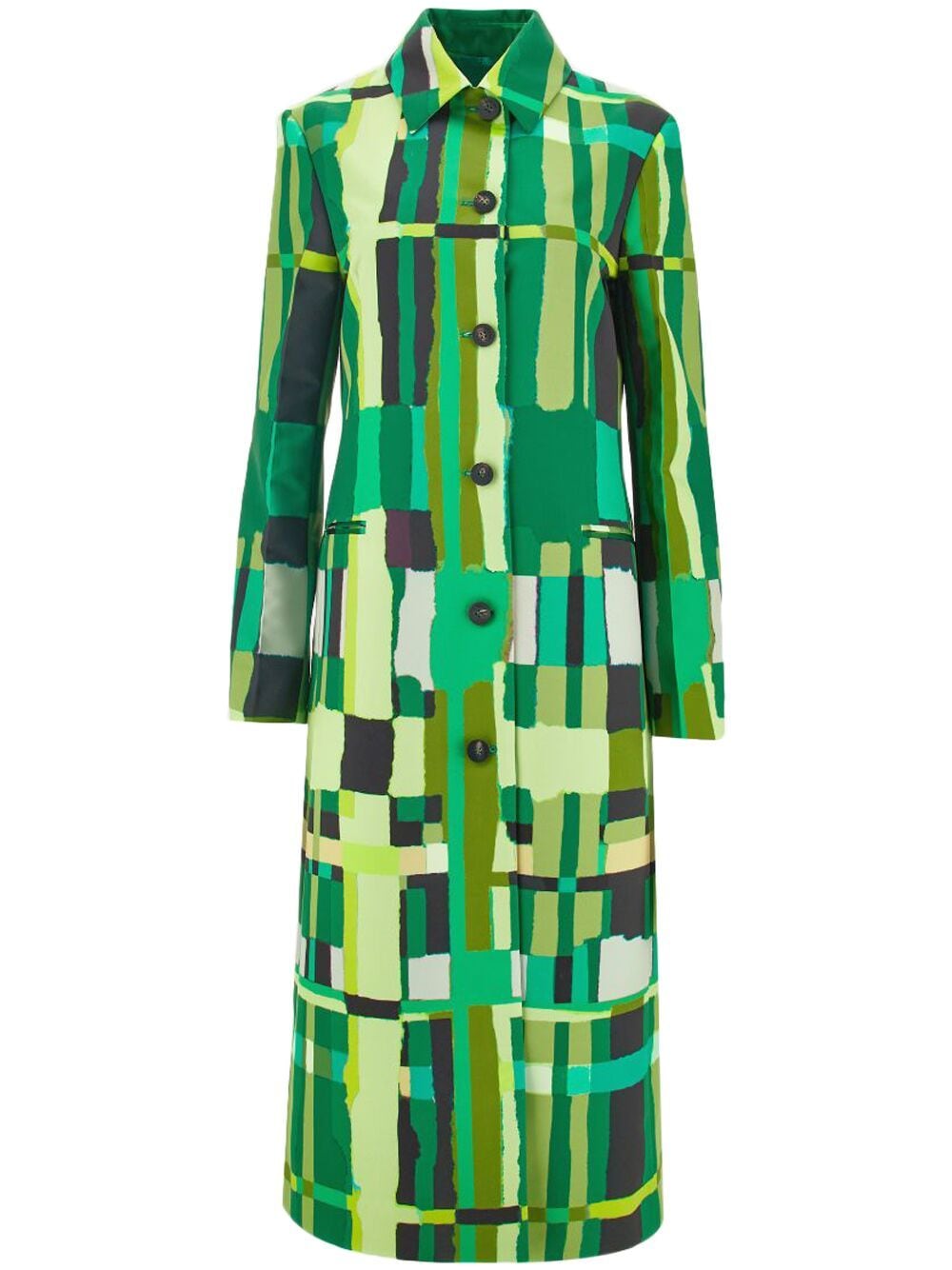 Ferragamo abstract-print single-breasted coat - Green