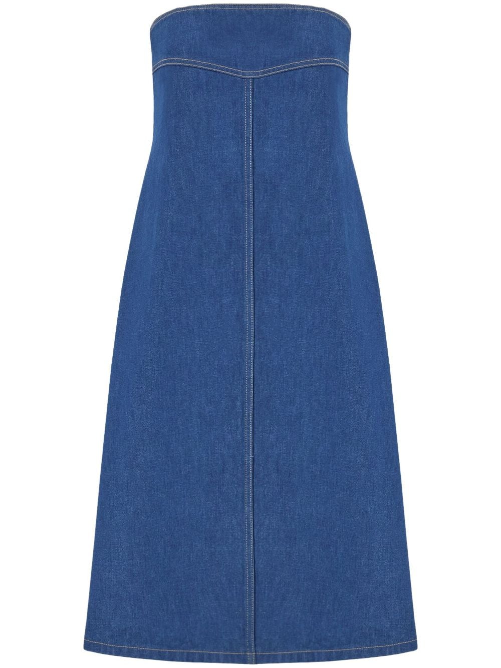 Ferragamo bustier-style neckline denim dress - Blue