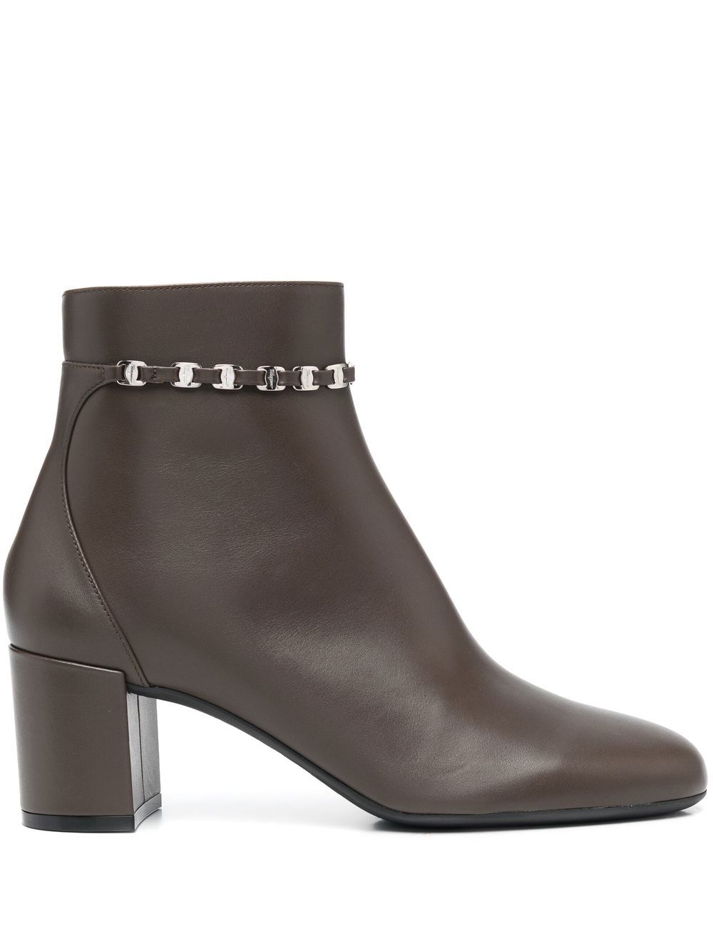 Ferragamo chain-link leather ankle boots - Brown