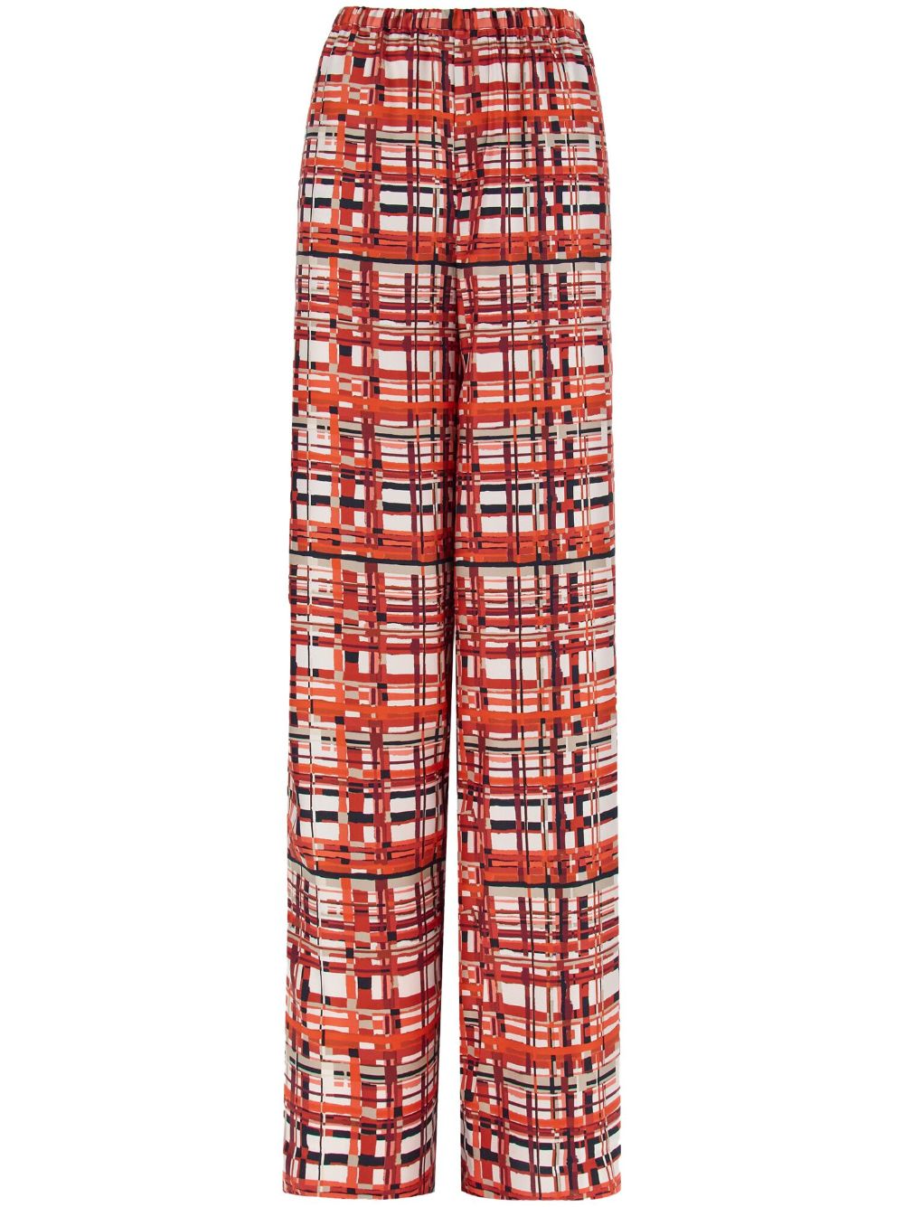 Ferragamo check-print silk palazzo trousers - Red