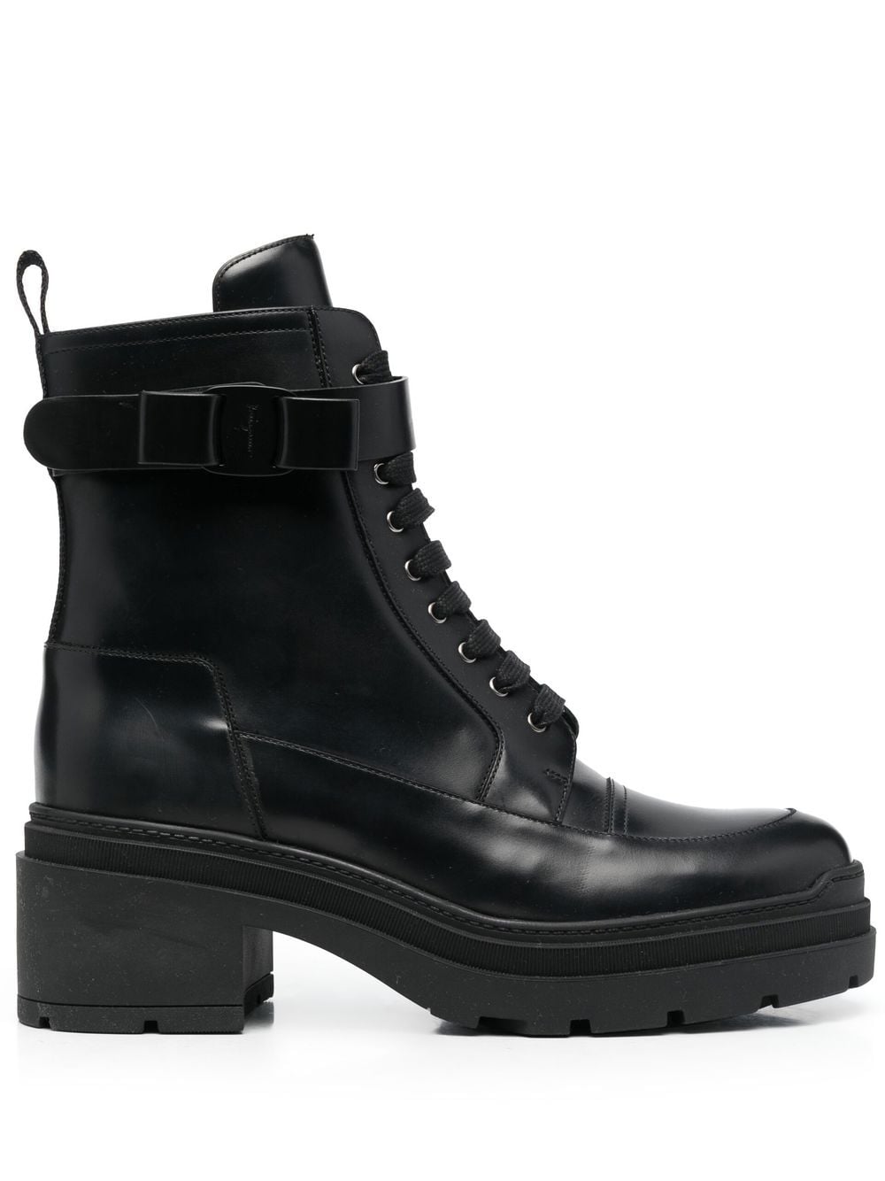 Ferragamo chunky leather biker boots - Black