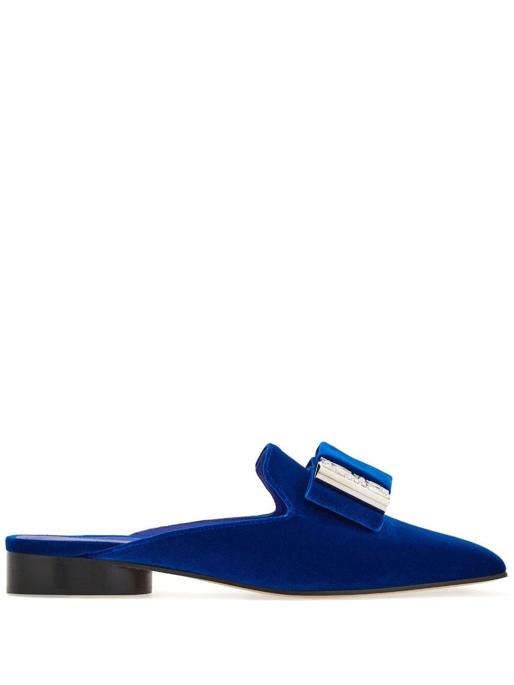Ferragamo crystal-embellished velvet loafers - Blue
