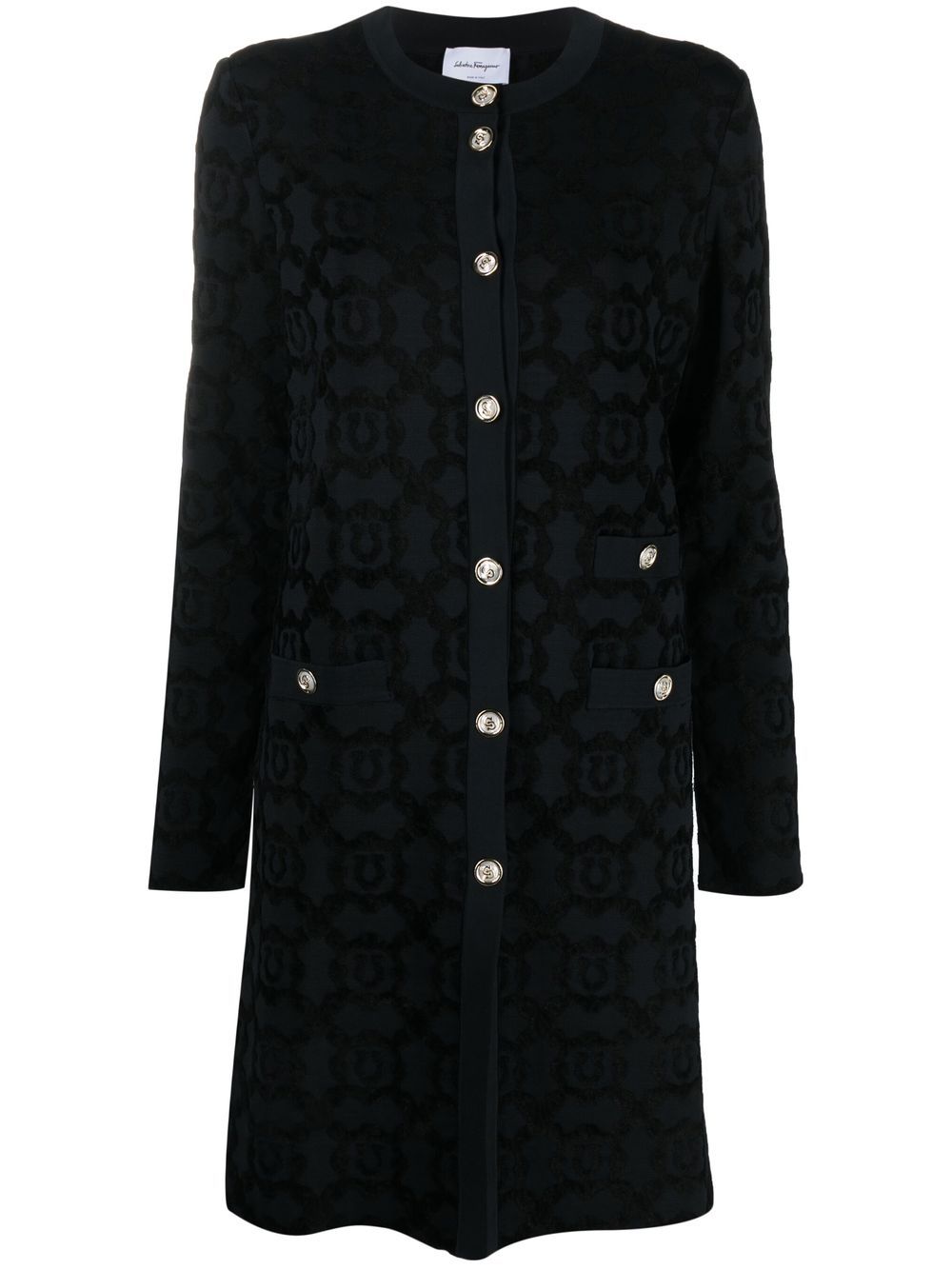 Ferragamo fitted single-breasted Gancini coat - Black